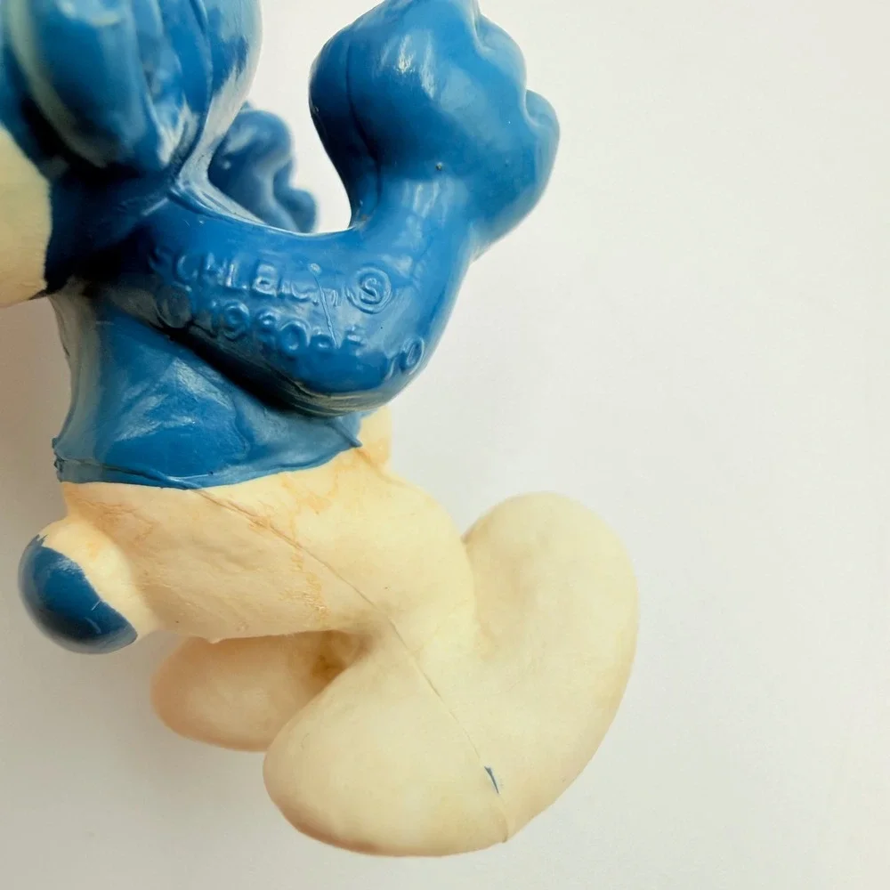 Vintage 1980 Schleich Peyo Smurf in Cage PVC Figure Toy Hong Kong 20113